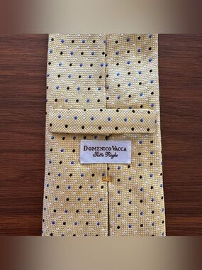 Domenico Vacca “Seven Fold” Yellow Polka Dot Silk Tie